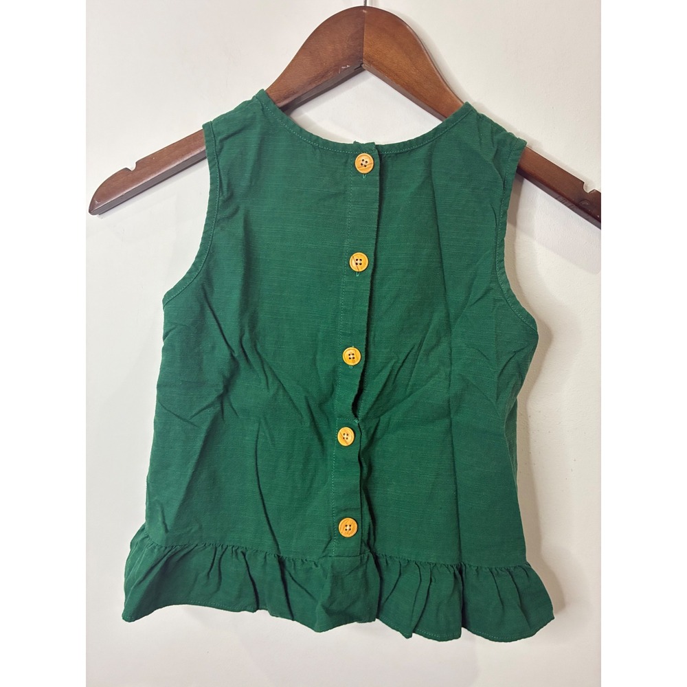 PatPat Girls Forest Green Sleeveless Peplum Button Back Top Size 11-12Y